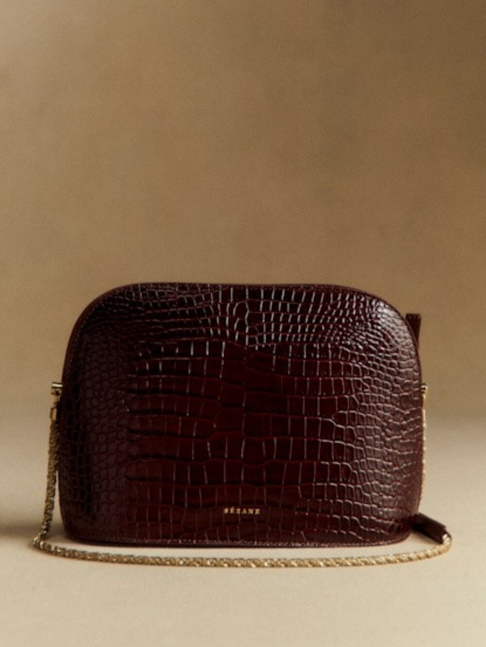 NEW SEZANE VICTOR BAG - CHOCOLATE CROCODILE PRINT - Picture 2 of 11